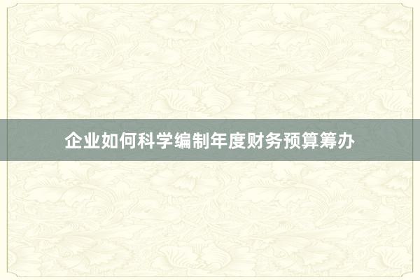企业如何科学编制年度财务预算筹办