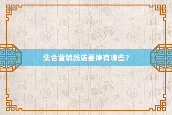 集合营销践诺要津有哪些？