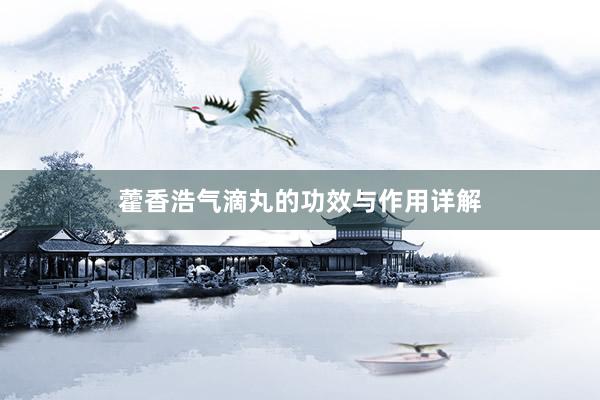 藿香浩气滴丸的功效与作用详解